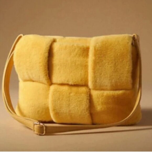 Anthropologie Handbags - Anthropologie faux fur basket weave purse - BNWOT